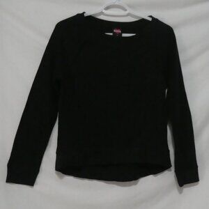HARD CANDY | medium | Black Crewneck Sweatshirt With Reverse Textured Sleeves